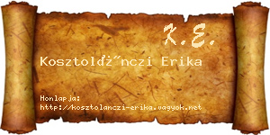 Kosztolánczi Erika névjegykártya